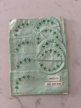 Mint Green Irish Linen Napkins & Stem Coasters